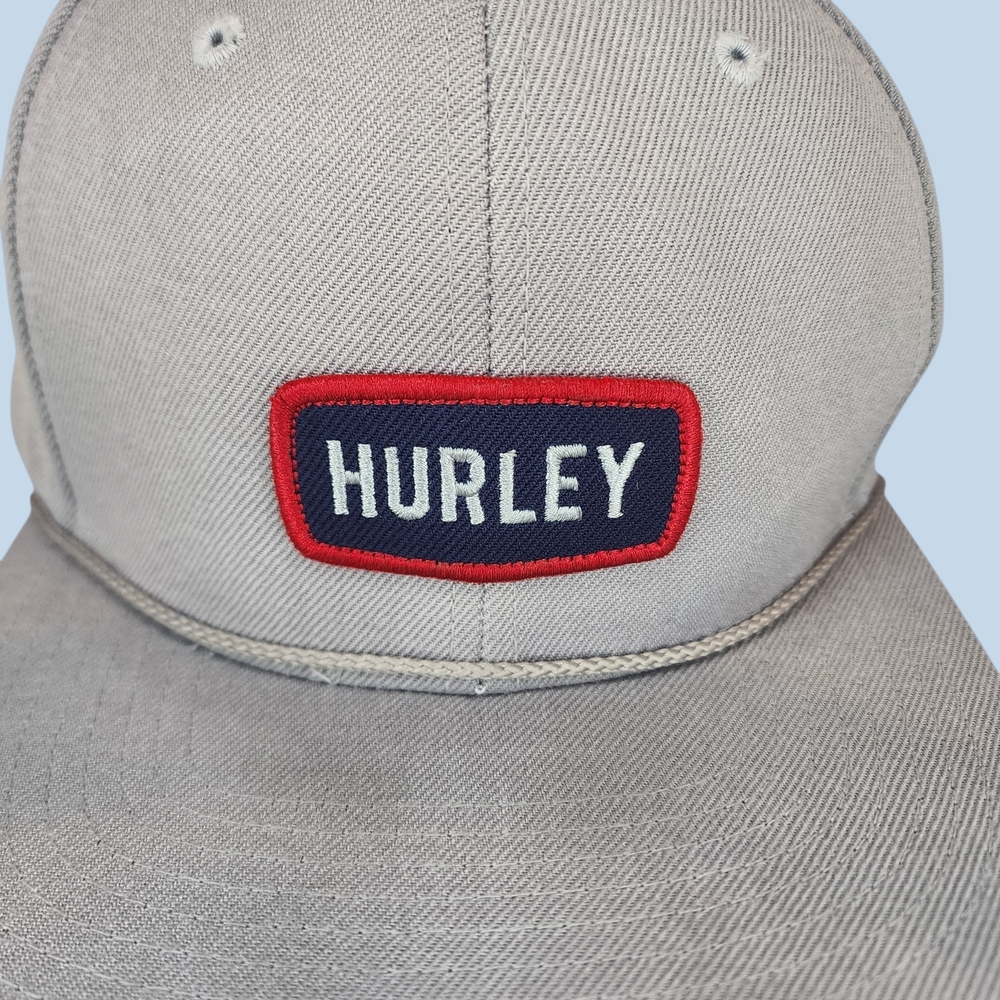 Hurley Light Gray Hat with Navy Patch and Red Trim, Snapback, Adjustable Fit